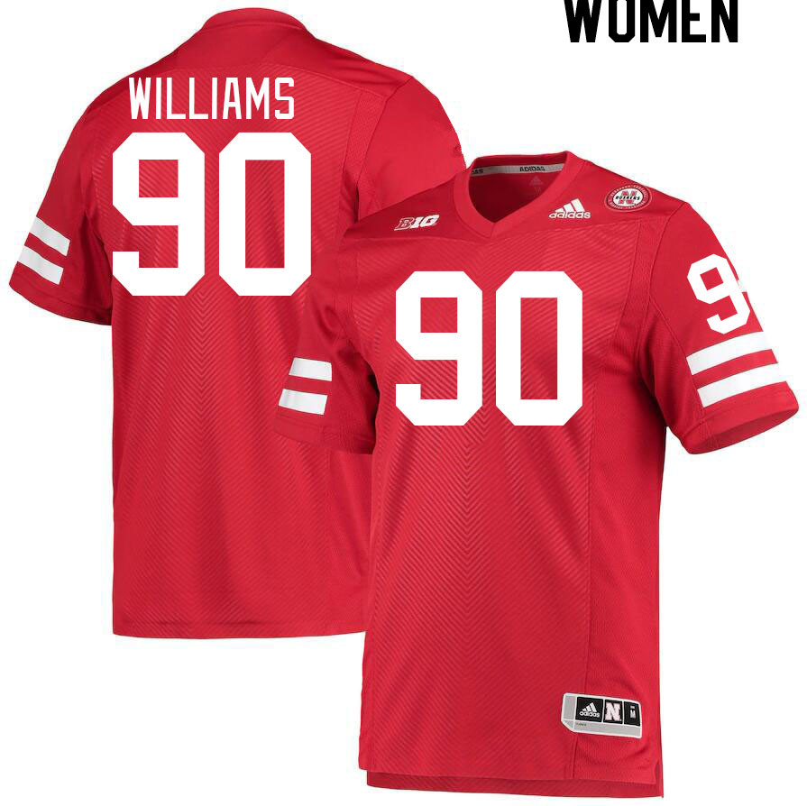 Women #90 James Williams Nebraska Cornhuskers College Football Jerseys Stitched Sale-Red
